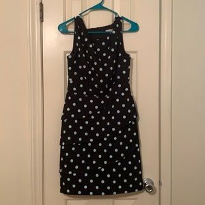 BARELY WORN Black dress with mint polka dots